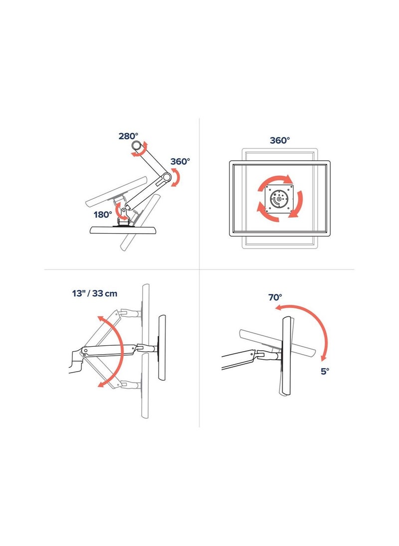 Ergotron - Ergotron 45-245-224 LX Dual Monitor Arm, VESA Desk Mount for 2 Monitors Up to 27 Inches, 3.2 to 9.1 kg Each , Matte Black. - Image 1