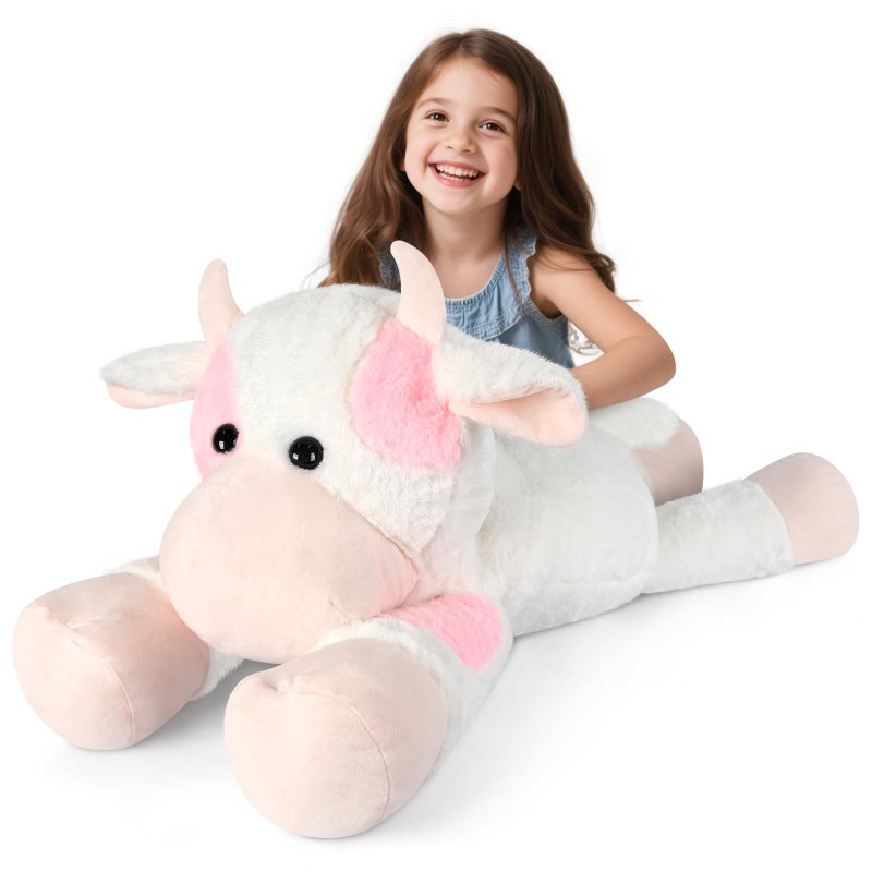 SuzziPals Giant Cow Stuffed Animal 30 Jumbo Strawberry Cow Plush Toys Giant Stuffed Animal Hugging Pillow for Stress Relief Sleep Aid Huge Cuddly Dairy Plushies Gift for Kids Adults - Image 3