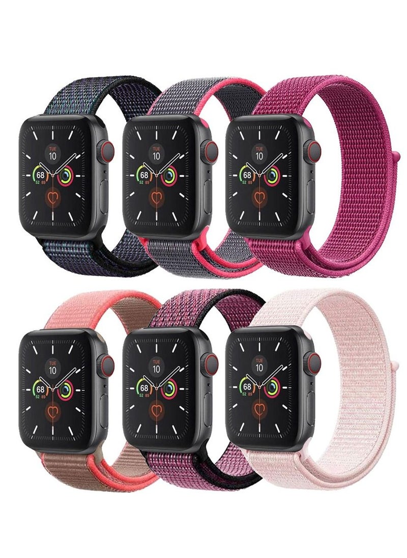 CATANES 6 Pack For Apple Watch 41mm 40mm 38mm Nylon Sport Loop Band Compatible With iWatch Series 7 SE 6 5 4 3 2 1 Men Women Braided Stretchy Nylon Loop Bands  - Image 2