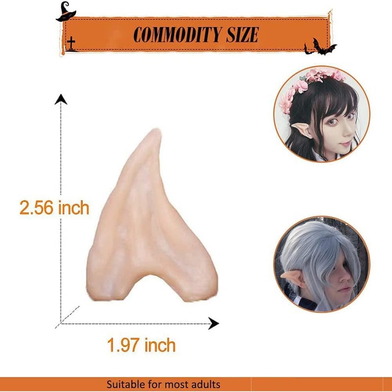 HOMEYA Elf Ears Halloween Cosplay Costumes Pointed Prosthetic Ear Tips Christmas Cosplay Gift for Women Kids Teens Men (2 Pairs) - Image 2