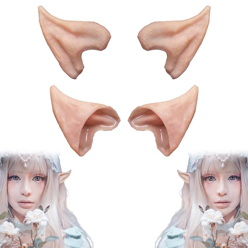 HOMEYA Elf Ears Halloween Cosplay Costumes Pointed Prosthetic Ear Tips Christmas Cosplay Gift for Women Kids Teens Men (2 Pairs) - Image 1