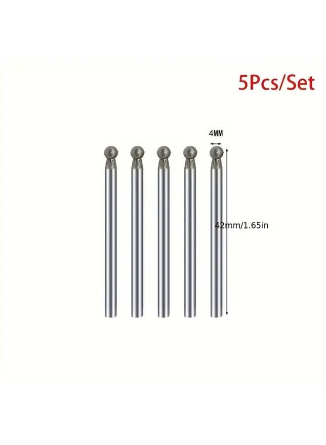 5pcs 5mm Diamond Round Burr Sanding Drill Bit Grinding Head 3mm Shank Carving Tool - Image 5