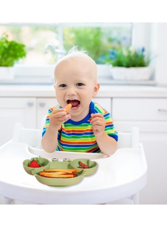 Twisoo 9-Piece Silicone Baby Feeding Set - Suction Plate, Spill-Proof Bib, Spoon & Fork, Leak-Proof Cups, Green - Image 2