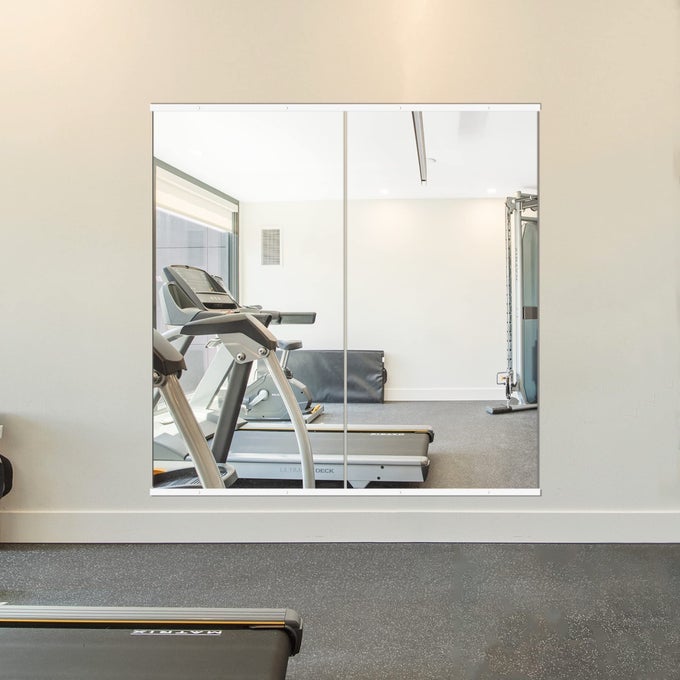 HOME GYM MIRROR LARGE FULL BODY MIRROR FOR YOGA FITNESS 48X24 2PCS FRAMELESS GLASS WALL MOUNTED SUITABLE FOR HOME GYM GARAGE BEDROOM BATHROOM WHITE