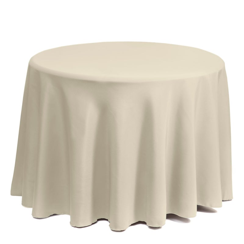 Gee Di Moda Round Tablecloth - 132 Inch Ivory Round Table Cloth for 72 to 96 Inch Round Tables - Heavy Duty Washable Fabric - for Buffet Table  Holiday Party  Dinner  Wedding & Baby Shower - Image 2