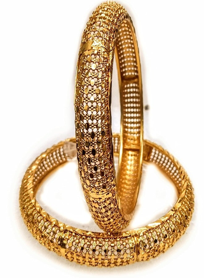 SWAMI Kolhapuri thushi design gold plated bangle set of 2,Traditional maharashtrian bangles, temple jewelry bangle set, thick bangles, Indian ethnic bangles, gold bangle - Image 1