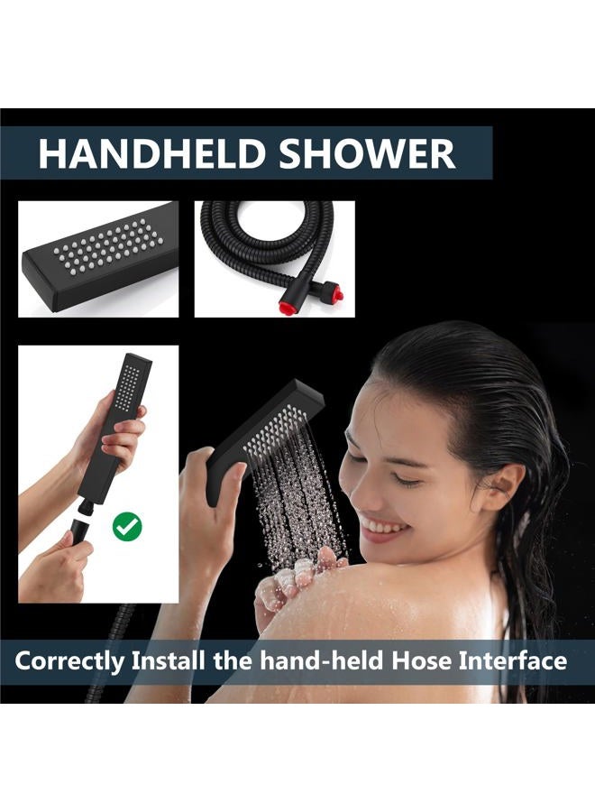 Aolemi Matte Black 10 Inch Rainfall Shower System Shower Head Combo Set with Handheld Shower Rough-In Valve Included Bathroom Shower Wall Mount Mixer Faucet - Image 4