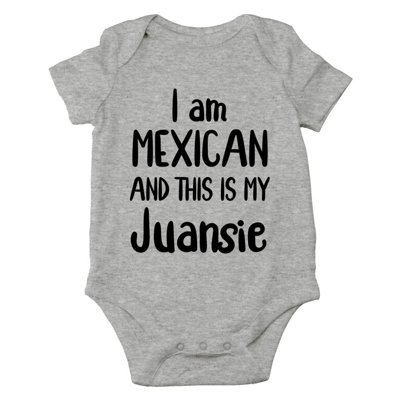 CBTwear I Am Mexican And This Is My Juansie Baby Bodysuit Funny Infant Outfit Unisex Humor Clothes (Newborn, Heather Grey) - Image 1