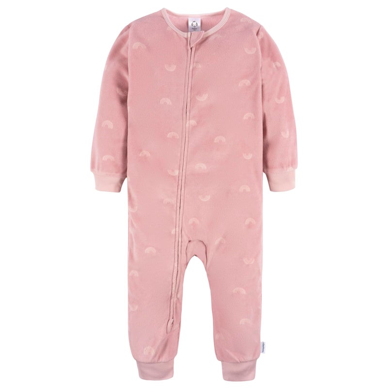 Gerber Baby Girls' Toddler Loose Fit Fleece Footless Pajamas 3-Pack, Multi Floral, 12 Months - Image 3