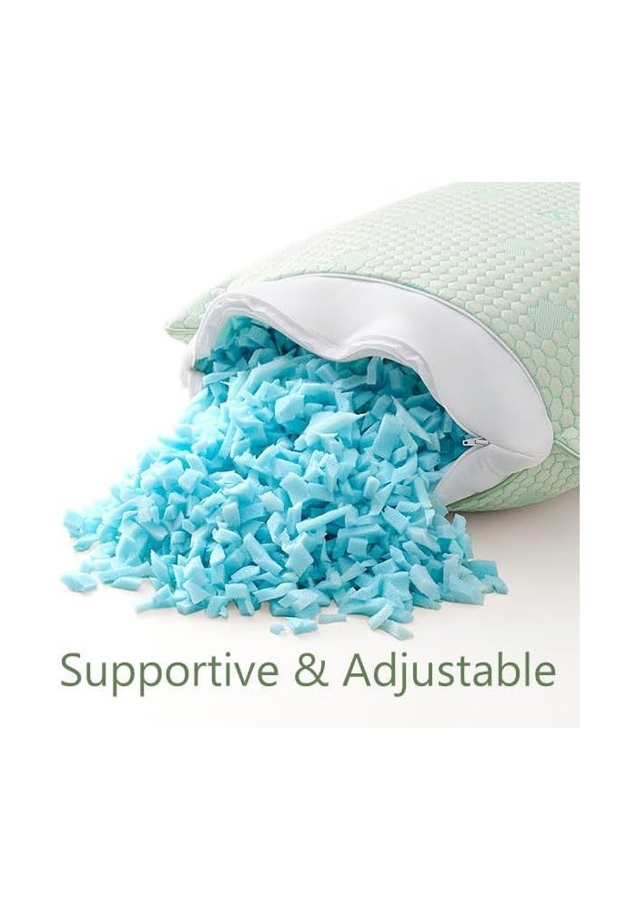Cooling Memory Foam Pillows for Sleeping - Queen Size Set of 2, Adjustable and Machine Washable - Image 4