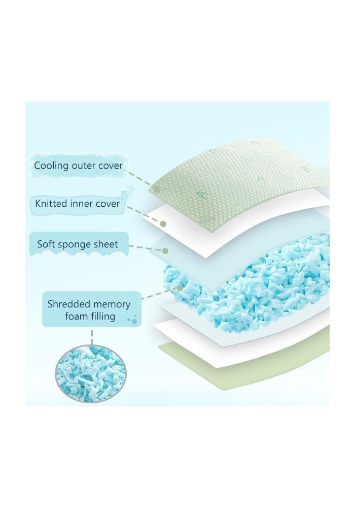 Cooling Memory Foam Pillows for Sleeping - Queen Size Set of 2, Adjustable and Machine Washable - Image 3