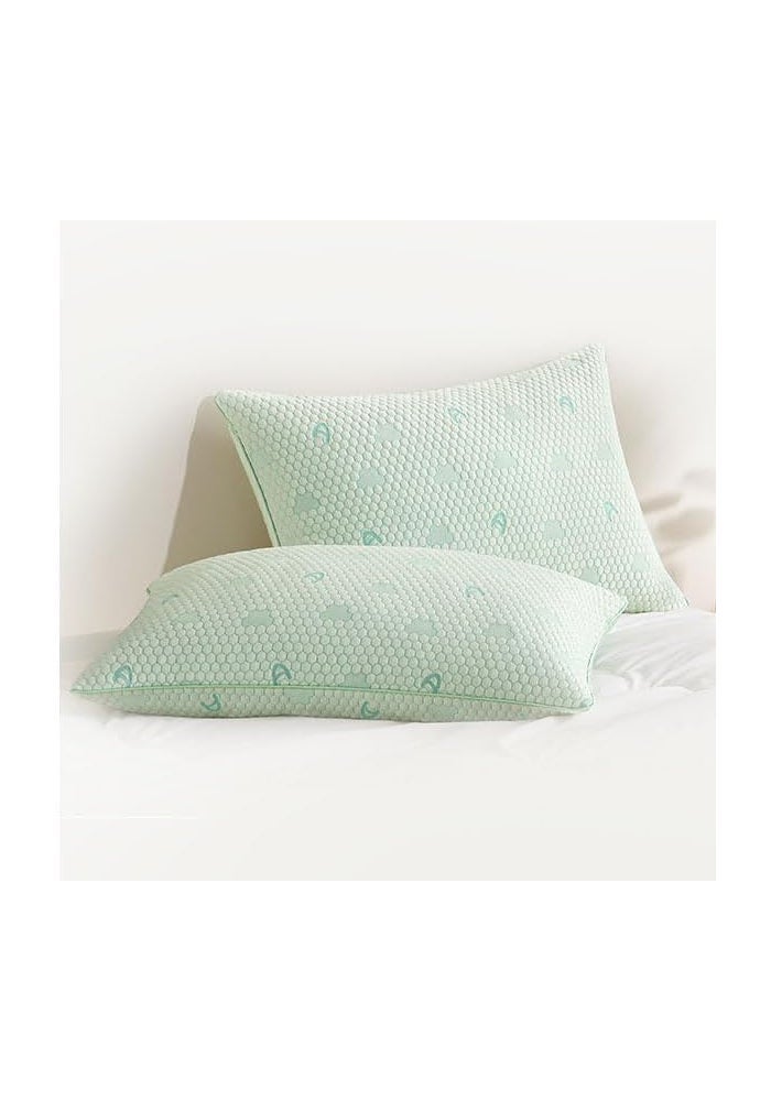 Cooling Memory Foam Pillows for Sleeping - Queen Size Set of 2, Adjustable and Machine Washable - Image 1