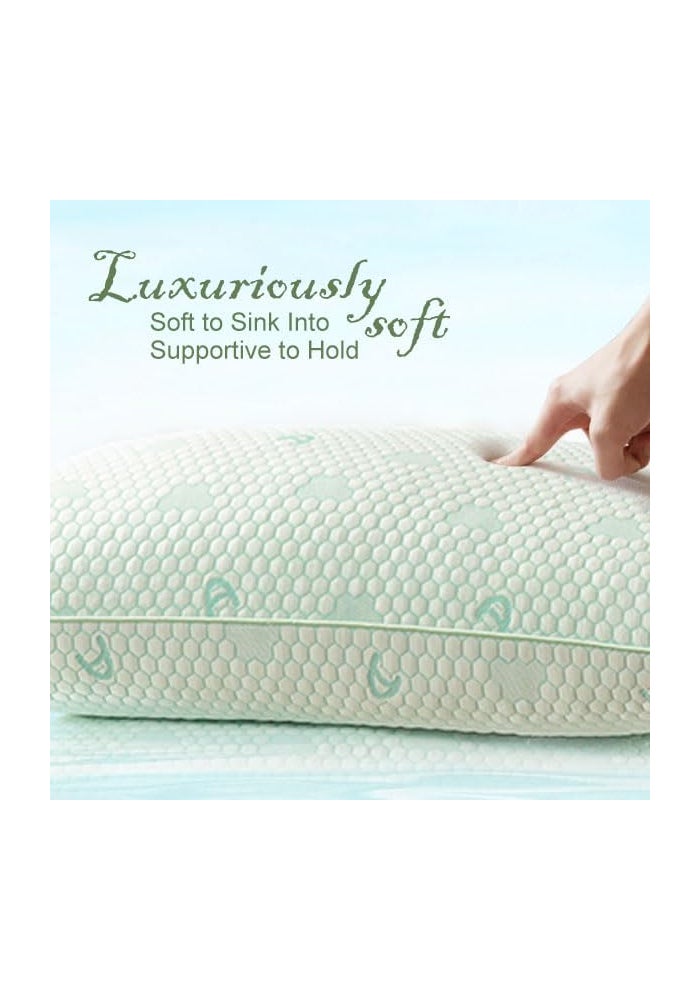 Cooling Memory Foam Pillows for Sleeping - Queen Size Set of 2, Adjustable and Machine Washable - Image 5