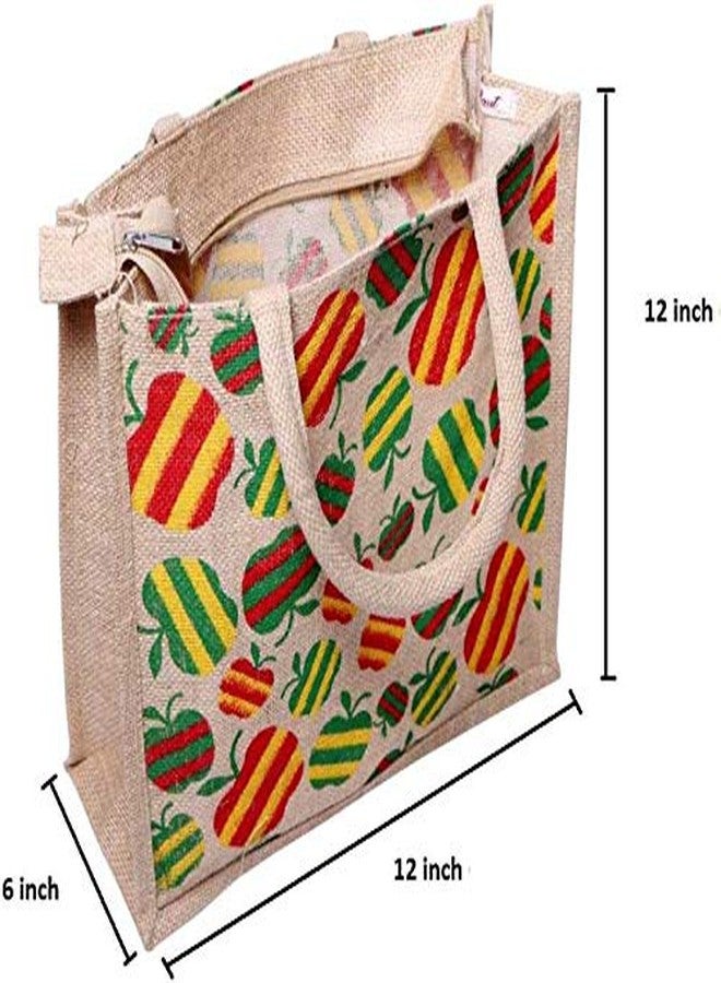 FLIHAUT Eco-Friendly Reusable Pack of 4 Unisex Printed Multipurpose Grocery, Shopping, Tiffin, Zipper Parachute -14" H x 12" L x 6" W, Apple -12" H x 12" L x 6" W,Bottle Cover -15" H x 5 "L x 4" W - Image 4