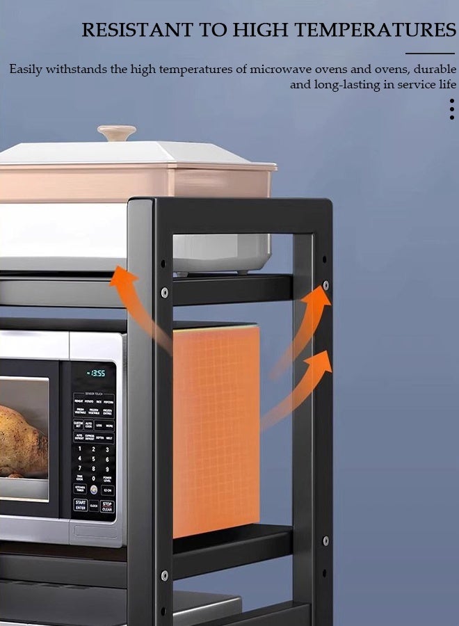 DUNISO رف ميكروويف قابل للتعديل بارتفاعين، رف ميكروويف، رفوف تنظيم المطبخ المعدنية مع 6 خطافات، رف توستر قوي لتحمل الوزن، منظم سطح المطبخ للمكتب المنزلي - Image 3