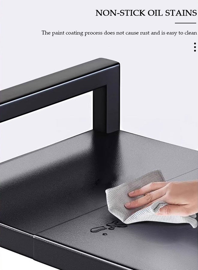 DUNISO رف ميكروويف قابل للتعديل بارتفاعين، رف ميكروويف، رفوف تنظيم المطبخ المعدنية مع 6 خطافات، رف توستر قوي لتحمل الوزن، منظم سطح المطبخ للمكتب المنزلي - Image 4