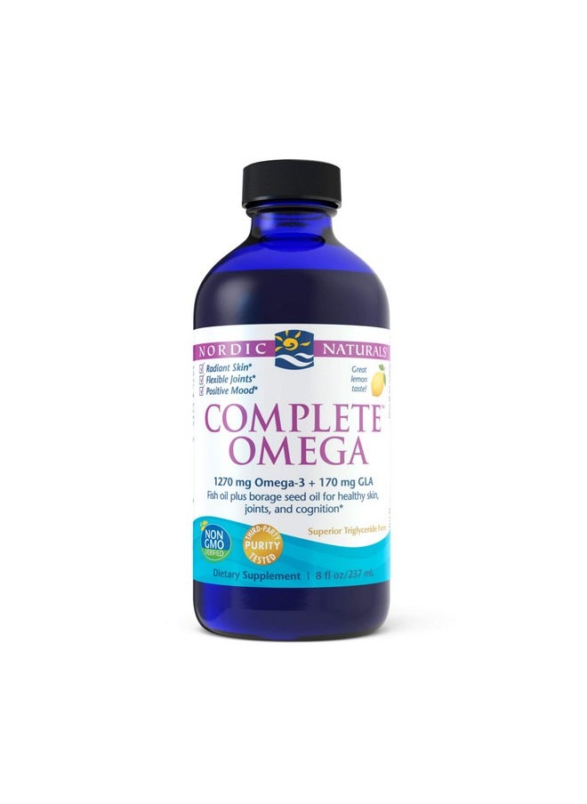 NORDIC NATURALS - Complete Omega Lemon Flavor 8 Oz 1270 Mg Omega3 Epa & Dha With Added Gla Healthy Skin & Joints Cognition Positive Mood Nongmo 48 Servings - Image 1