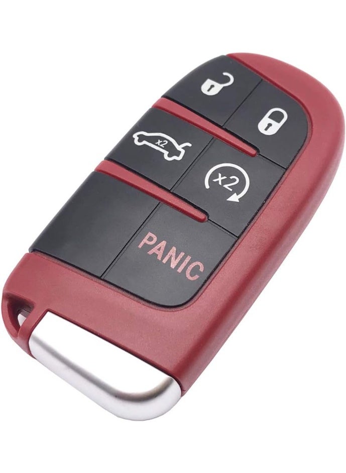 غطاء المفتاح الذكي بدون مفتاح للإدخال عن بعد لجيب غراند تشيروكي دودج تشالنجر شاحن دارت دورانغو رحلة كرايسلر 300 حالة المفتاح (الأحمر) - Image 3