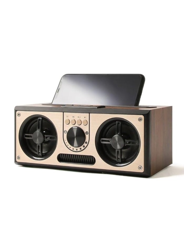 giftology Giftology Retro Wireless Bluetooth Speaker 20W Wooden Speaker Music via Bluetooth AUX TF card USB or FM radio Portable Speaker for Home Travel FM Radio  - Image 1