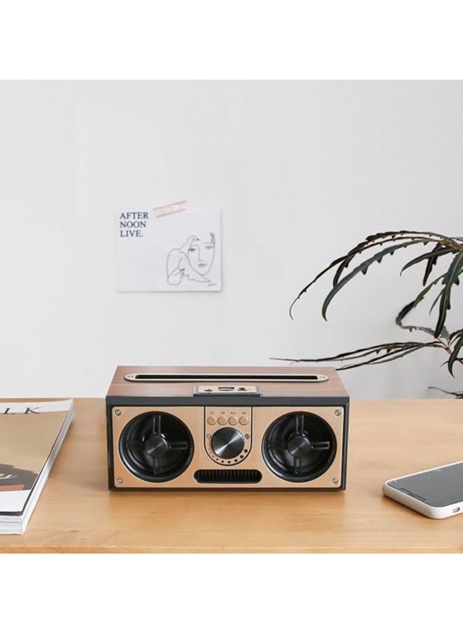 giftology Giftology Retro Wireless Bluetooth Speaker 20W Wooden Speaker Music via Bluetooth AUX TF card USB or FM radio Portable Speaker for Home Travel FM Radio  - Image 2