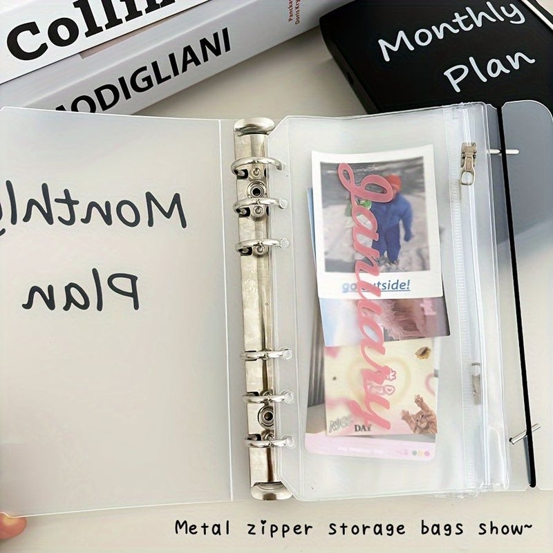 A6 Loose Leaf Pink Zipper Binder 12 Monthly Budget Envelope Bags For Cash Ticket Receipt Storage Organizer - Image 4
