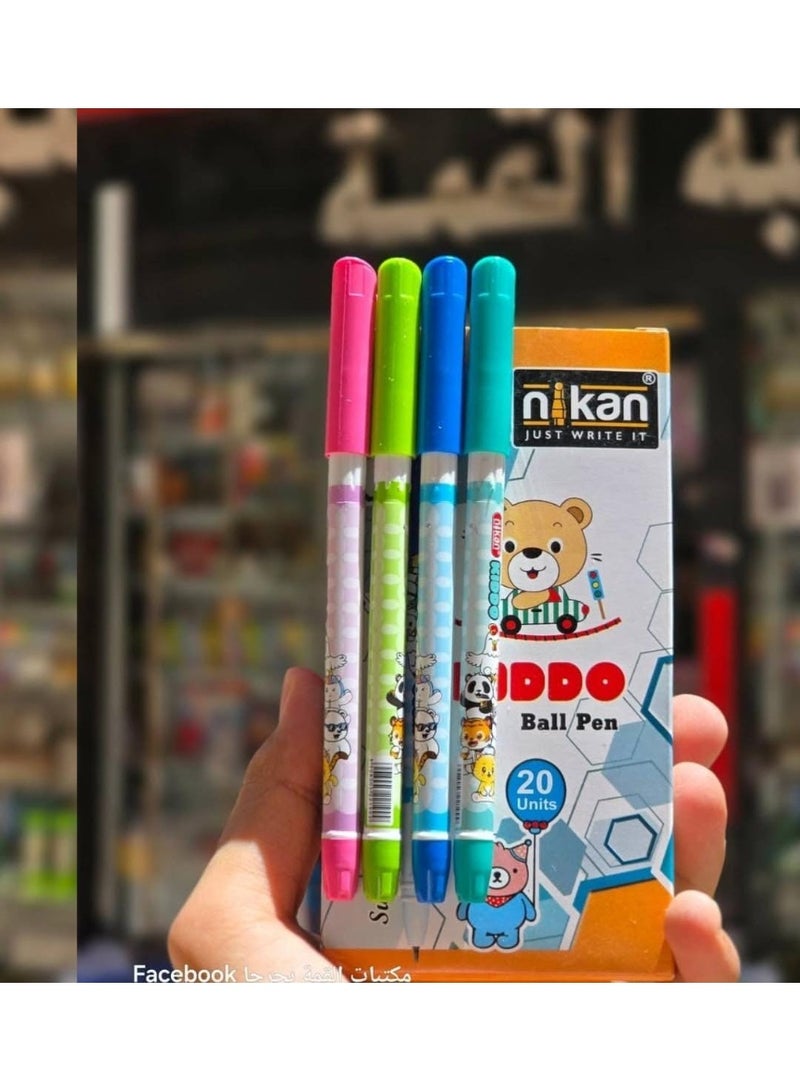 Gel ballpoint pen set, 0.7 mm needle tip, blue ink. Pack of 20 pens. - Image 1