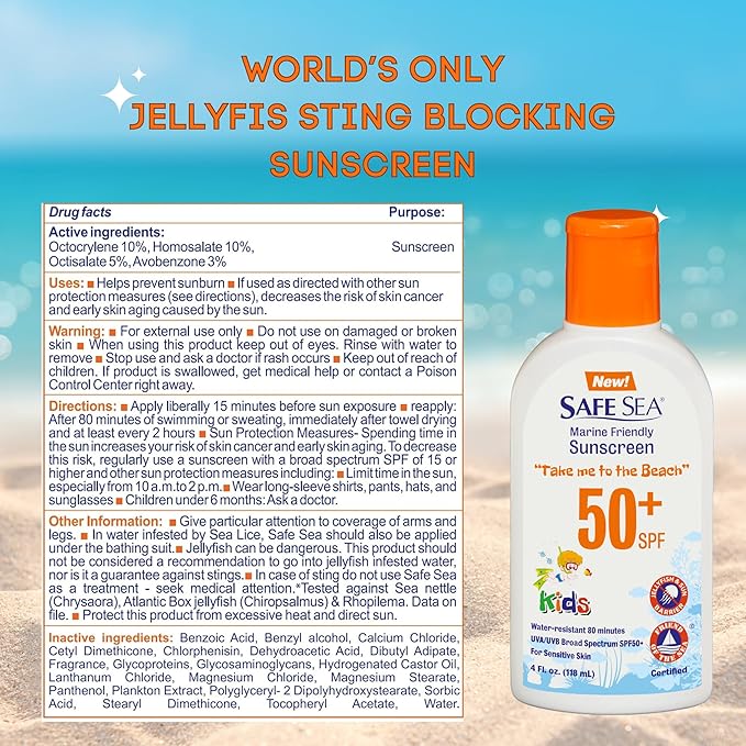 Safe Sea Antijellyfish Sting Protective Lotion for Kids SPF50 Jellyfish Sea Lice Prevention Sunscreen Kids1pack - Image 5
