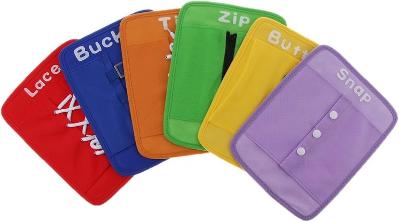 klarako Montessori Material Early Learning Basic Life Skills Learn to Dress Boards  Zip, Snap, Button, Buckle, 6 pcs/set, baby Preschool Toy - Image 5