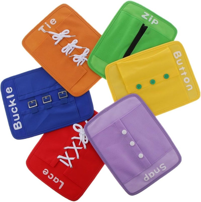 klarako Montessori Material Early Learning Basic Life Skills Learn to Dress Boards  Zip, Snap, Button, Buckle, 6 pcs/set, baby Preschool Toy - Image 3