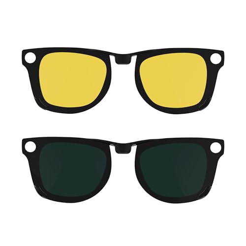 HIBLOKS 2Pcs Polarized Clip for Ray-Ban Meta Wayfarer RW4008 & Gen 2 RW4012 Large (53-22), Discoloration Clip-on Compatible with Meta Wayfarer Gen 2 Protect Your Eyes, Cool and Fashion (Yellow+Green) - Image 1