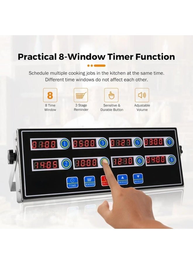 Commercial Kitchen Timers for Cooking Timer Manual Big Large Timer Digital Timer 8-Channel Digital Kitchen Timers Commercial Fryer Reminder with Loud Alarm for Boiling Eggs - Image 4