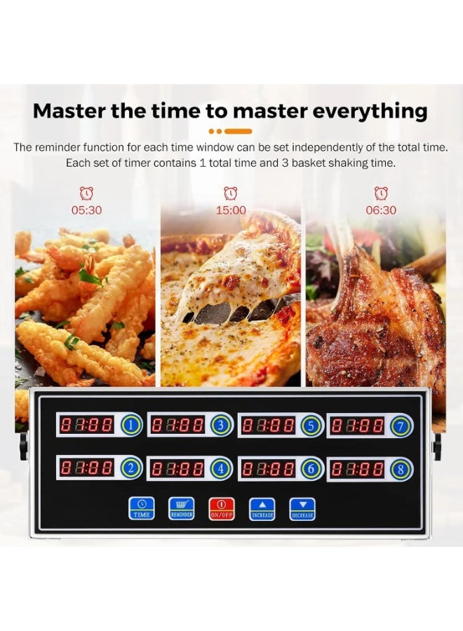 Commercial Kitchen Timers for Cooking Timer Manual Big Large Timer Digital Timer 8-Channel Digital Kitchen Timers Commercial Fryer Reminder with Loud Alarm for Boiling Eggs - Image 5