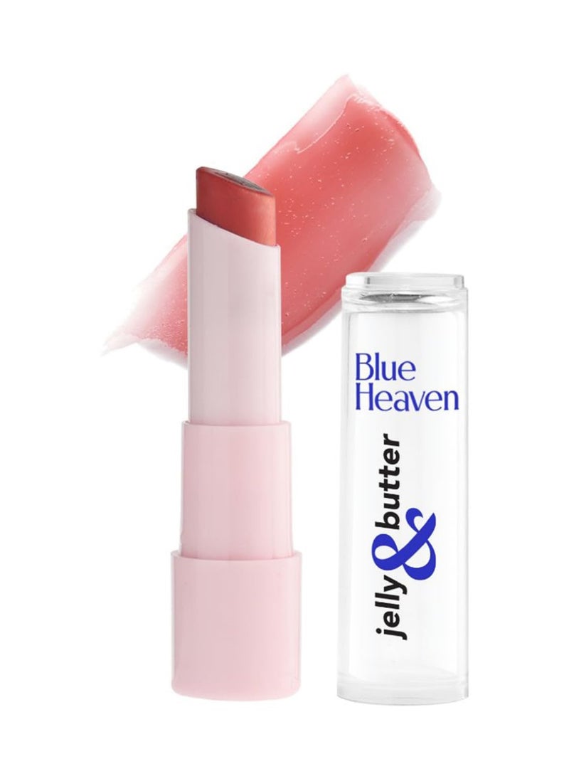 بلو هيفن مرطب شفاه بلو هيفن جيلي آند باتر، غني بزيت الجوجوبا وزبدة الشيا وفيتامين إي، يُنعم الشفاه الجافة والمتشققة، يُزيل التصبغ، يُنعم ويُنعم الشفاه بلون البرقوق، أحمر فاتح، 3 غرام - Image 1