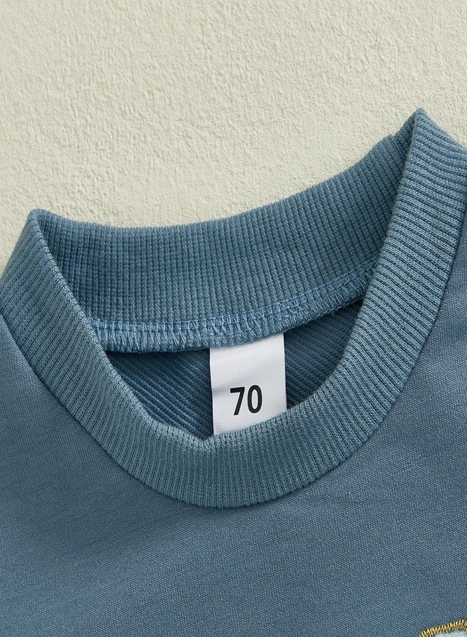 Ayalinggo Baby Boy Girl Easter Outfit Egg Letters Embroidery T Shirt Elastic Waist Pockets Shorts Sets Toddler Summer Clothes (Blue, 12-18 Months) - Image 4