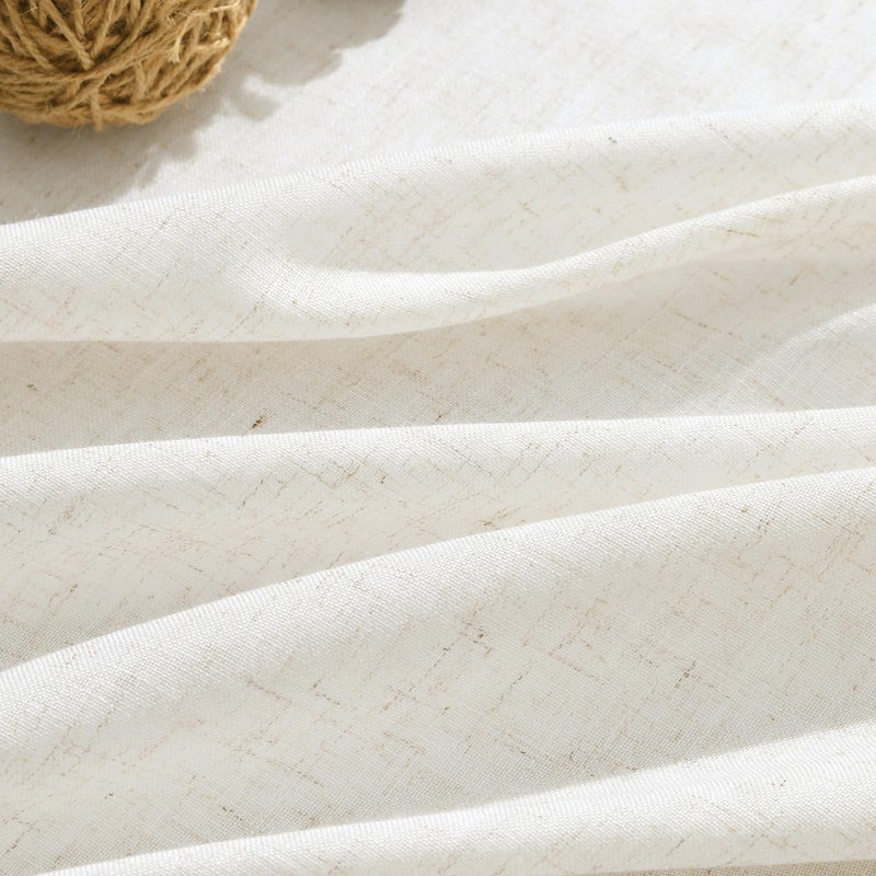 SPWIY Linen Extra Wide Curtain 100 Inch for Patio Silding Glass Doors 1 Panel Natural Semi Sheer Light Flitering Curtains Back Tab Farmhouse Boho Room Divider Drapes for Living Room Cream W100xL84 - Image 3