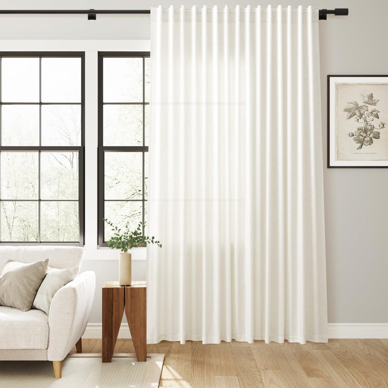 SPWIY Linen Extra Wide Curtain 100 Inch for Patio Silding Glass Doors 1 Panel Natural Semi Sheer Light Flitering Curtains Back Tab Farmhouse Boho Room Divider Drapes for Living Room Cream W100xL84 - Image 5