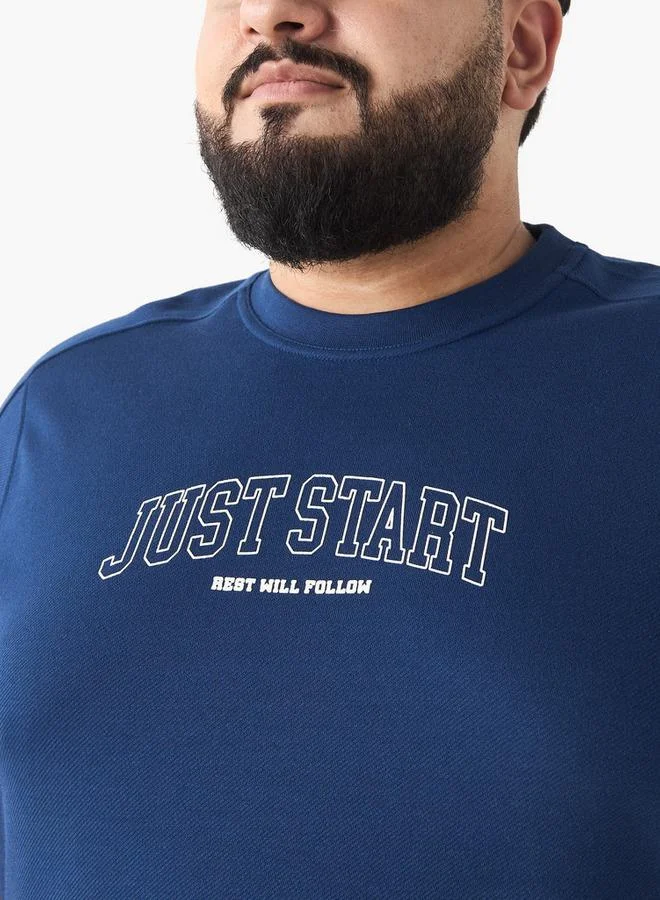 Maxim Plus Size Slogan Print Crew Neck T-shirt