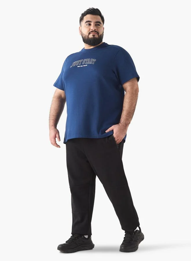 سبلاش فيڤ تيشيرت بياقة مستديرة وطبعة شعار مقاس كبير