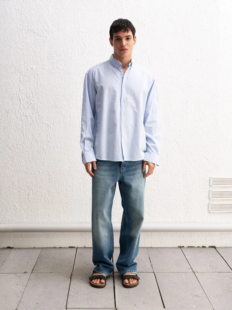 جيستو GIESTO Cotton Oversized Button-Up Shirt