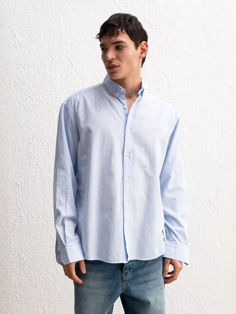 جيستو GIESTO Cotton Oversized Button-Up Shirt