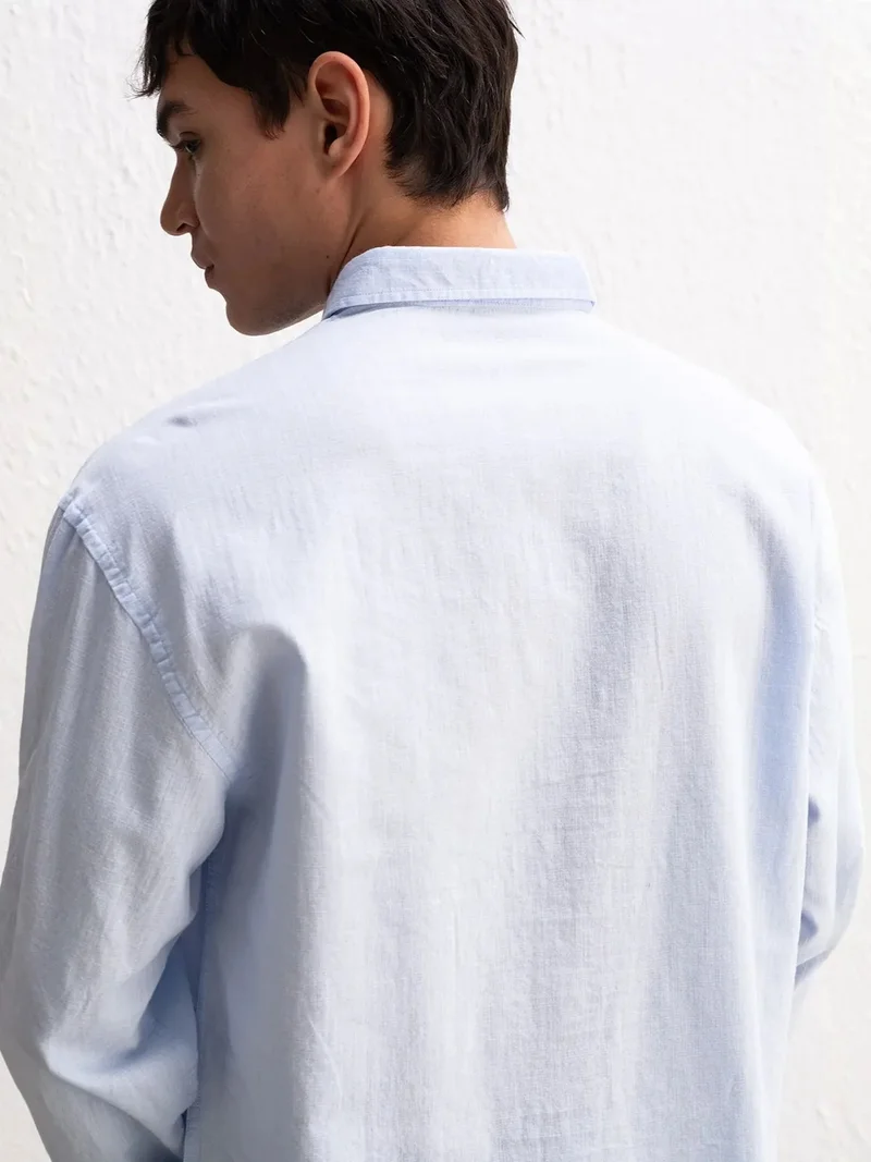 Giesto Powder Blue GIESTO Cotton Oversized Button-Up Shirt for Men | Best Price UAE