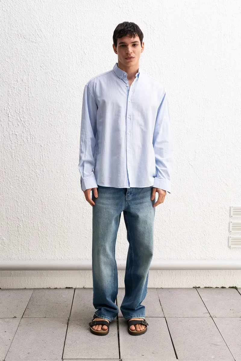 GIESTO Cotton Oversized Button-Up Shirt
