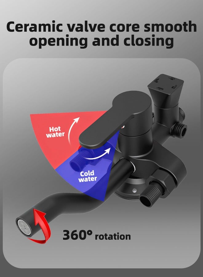 ALongDeng 8" Shower Set Square Rainfall Shower Head with Handheld Spray Wall Mount Liftable Shower Column Quadruple Function Bathroom Shower Faucet Set in Stainless Steel - Image 4