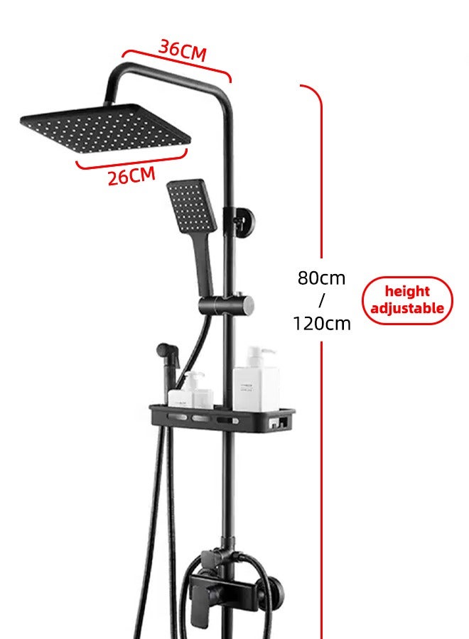 ALongDeng 8" Shower Set Square Rainfall Shower Head with Handheld Spray Wall Mount Liftable Shower Column Quadruple Function Bathroom Shower Faucet Set in Stainless Steel - Image 5