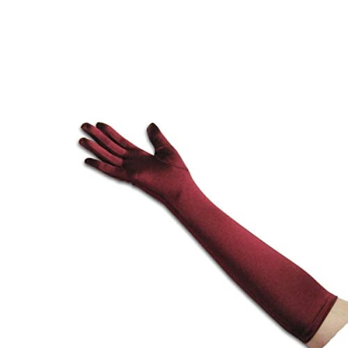 Tapp Collections Tapp C. Classic Adult Size 22" Long Opera Length Satin Gloves - Burgundy - Image 1