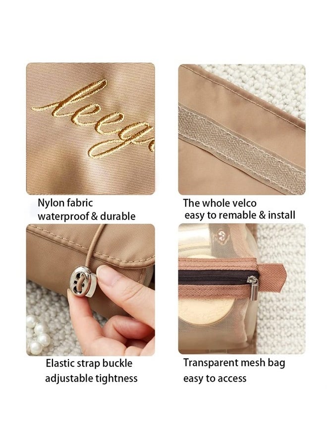 KAKKOii - Roll Up Makeup Bag, Hanging Toiletry Bag, 4 in 1 Detachable Cosmetic Bag, 4 Removable Storage Bags, Travel Makeup Organizer Bags for Women Men(Khaki) - Image 1