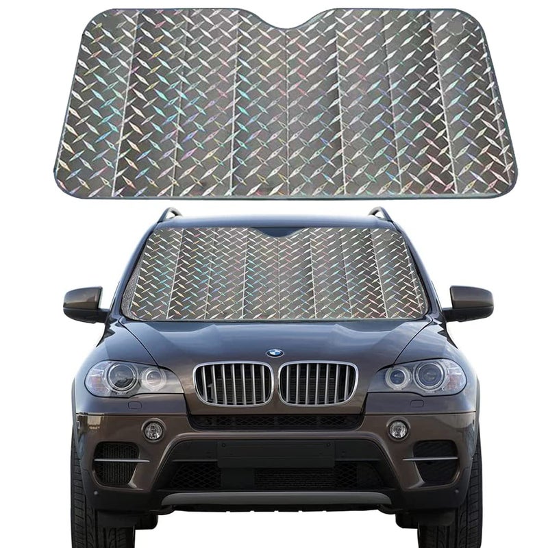 GGEROU Front Windshield Sun ShadeThicken 5Layer UV Reflector Accordion Folding Auto Front Window Sunshade Visor Shield Cover and Keep Your Vehicle CoolAuto Car Accessories Interior 55 x 29 inches