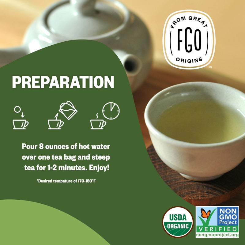 FGO Organic Japanese Matcha + Green Tea, 100 Count, Eco-Conscious Tea Bags, Resealable Bag, Packaging May Vary (Pack of 1) - Image 5