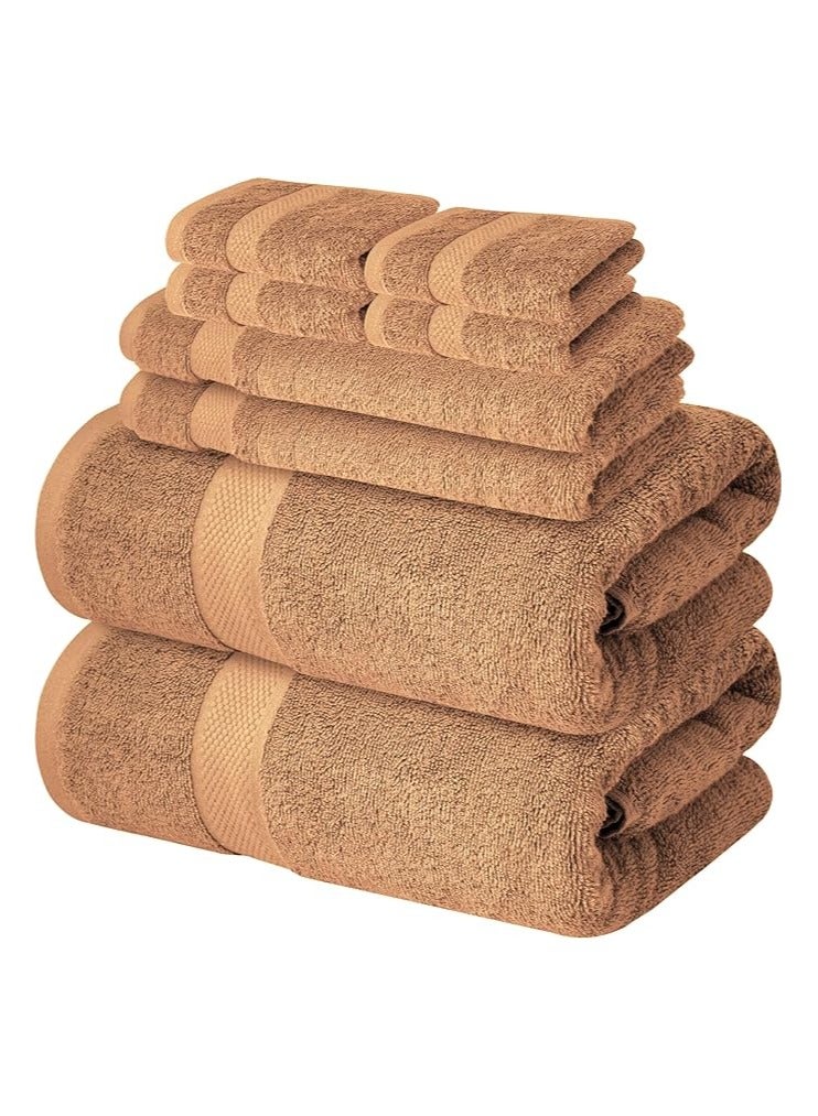 COMFY 8 PIECE BEIGE COMBED COTTON HIGHLY ABSORBENT HOTEL QUALITY TOWEL SET - Image 2