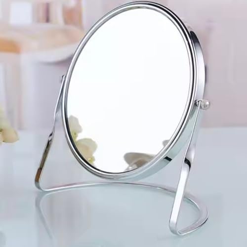 SIBY Dual-Faced Makeup Mirror with 1x and Magnifying | Full Rotation Chrome Frame Vanity Mirror, Stable Base for Tabletop Use, Perfect for Daily Beauty and Shaving (Chrome Finish, 7Inch) - Image 3